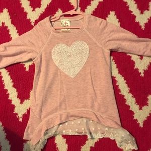 girls pink lace heart shirt